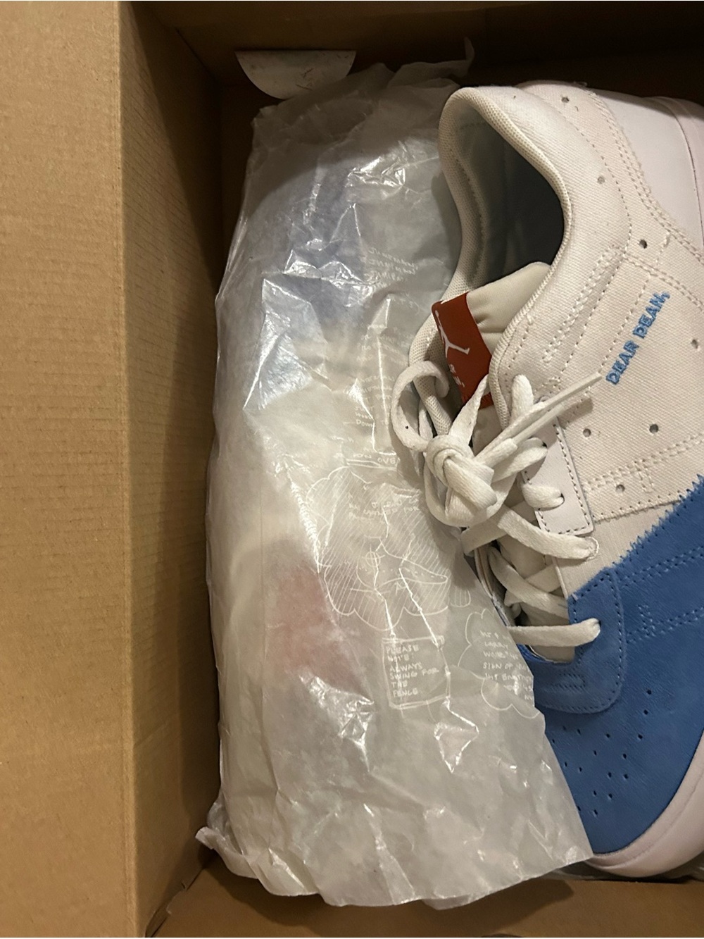 Jordan Men’s White and Blue Low-Top Sneakers Brand New